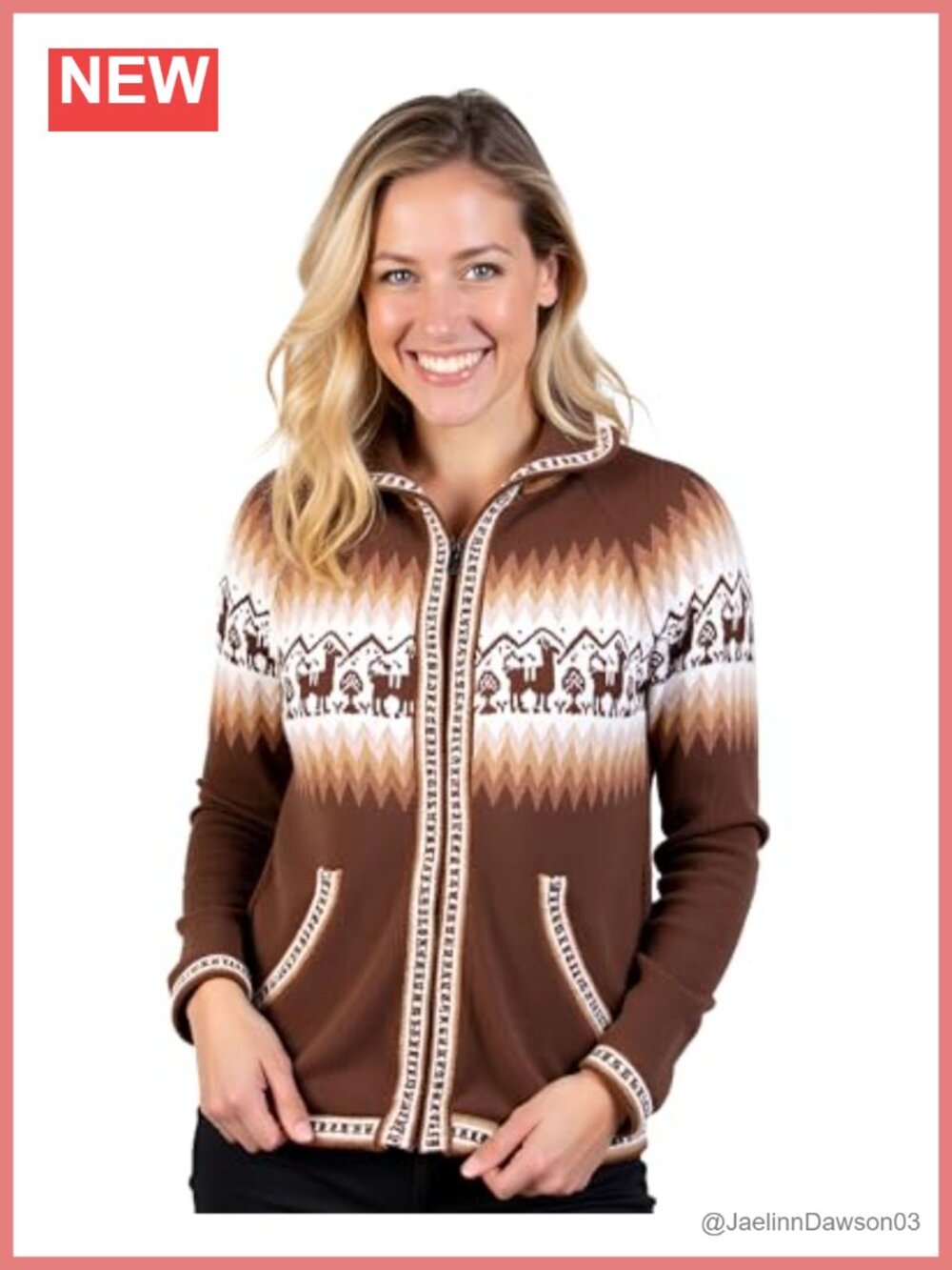 Alpaca Wool Full Zip Hooded Cardigan Sweater Andean Design